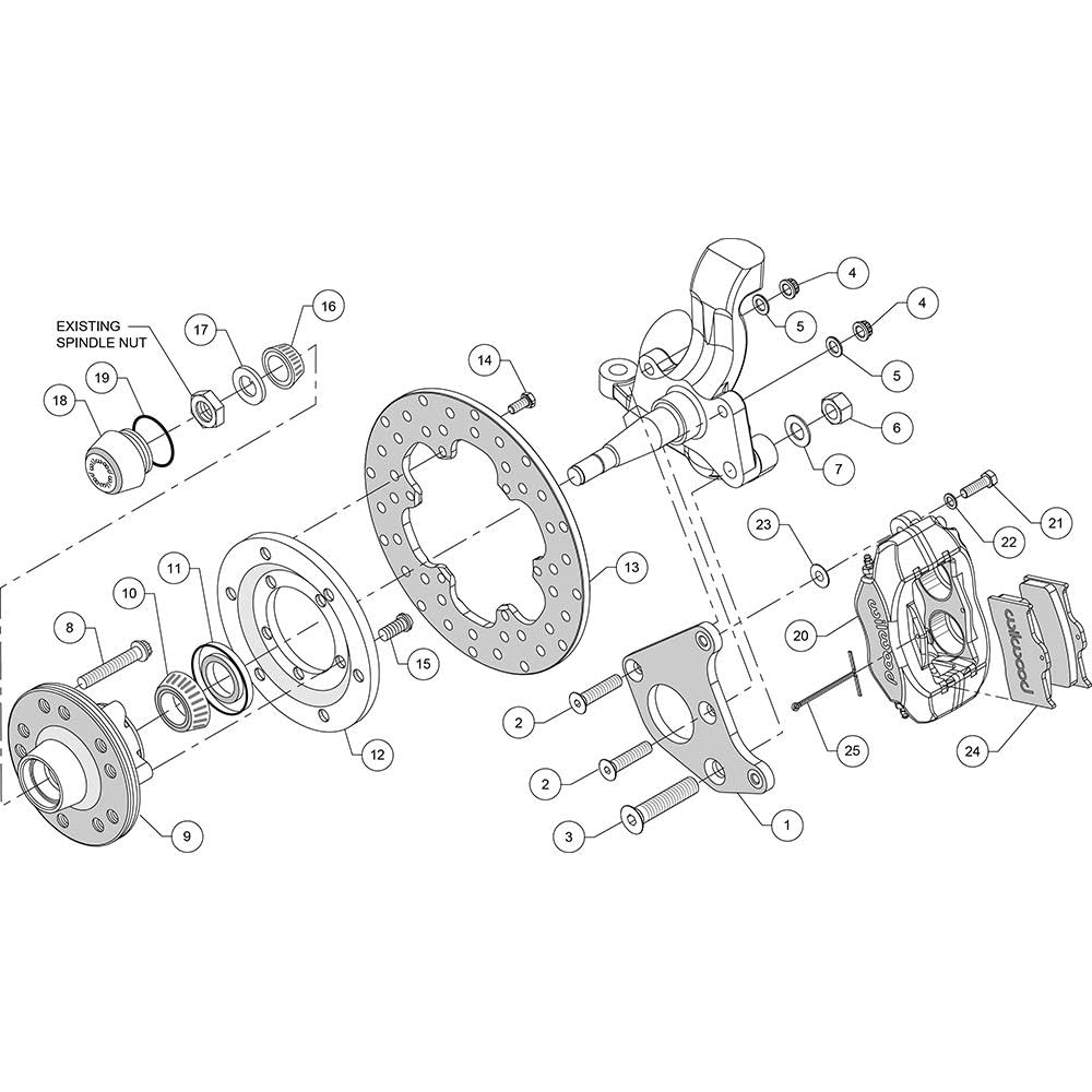FDL Front Drag Kit WILWOOD 140-2711-BD, Drilled Rotor CPD 62-72 B, 70-72 E w/Drum