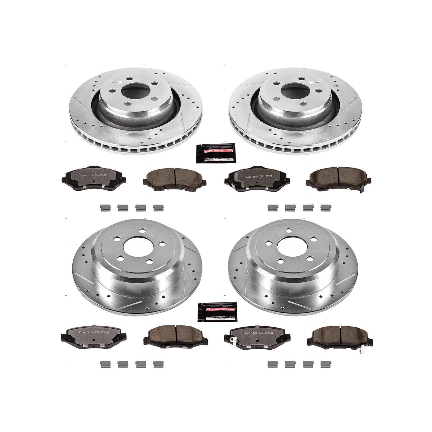 Power Stop Brake Kit Front & Rear For 2009 2010 2011 Dodge Nitro 2008 2009 2010 2011 2012 Jeep Liberty - Truck & Tow Carbon Fiber Ceramic Pads & Drilled and Slotted Rotors Replacement, K6396-36