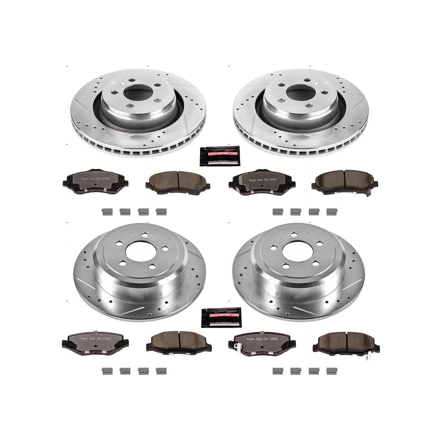 Power Stop Brake Kit Front & Rear For 2009 2010 2011 Dodge Nitro 2008 2009 2010 2011 2012 Jeep Liberty - Truck & Tow Carbon Fiber Ceramic Pads & Drilled and Slotted Rotors Replacement, K6396-36