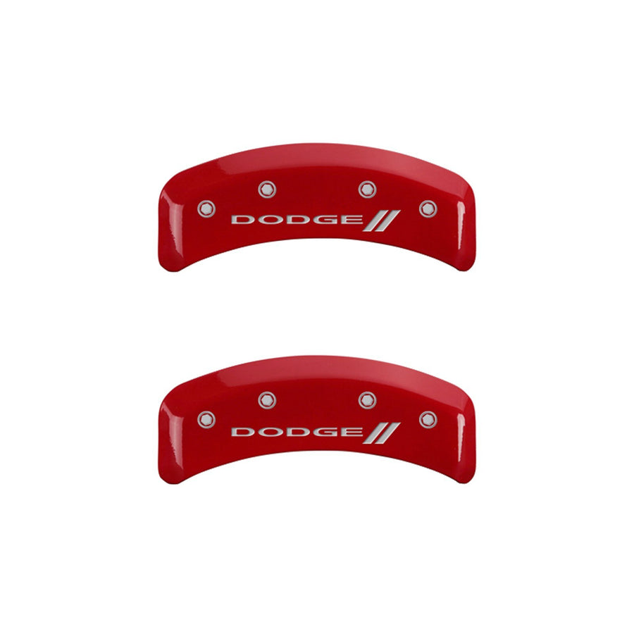 MGP Caliper Covers 12195SDD3RD Engraved Dodge ll Caliper Cover with Red Powder Coat Finish and Silver Characters, (Set of 4)