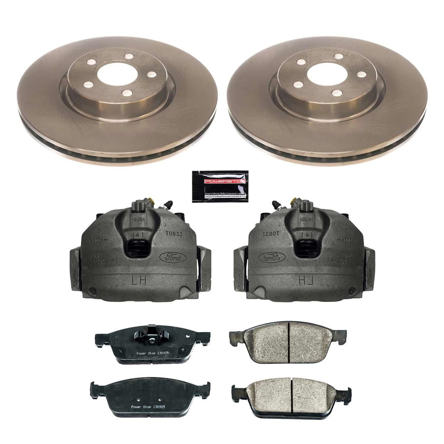 Power Stop KCOE8175 Front Brake Caliper Kit- Brake Rotor, Brake Pads & Calipers For Ford Transit Connect 2018-2023 [Model Specific]