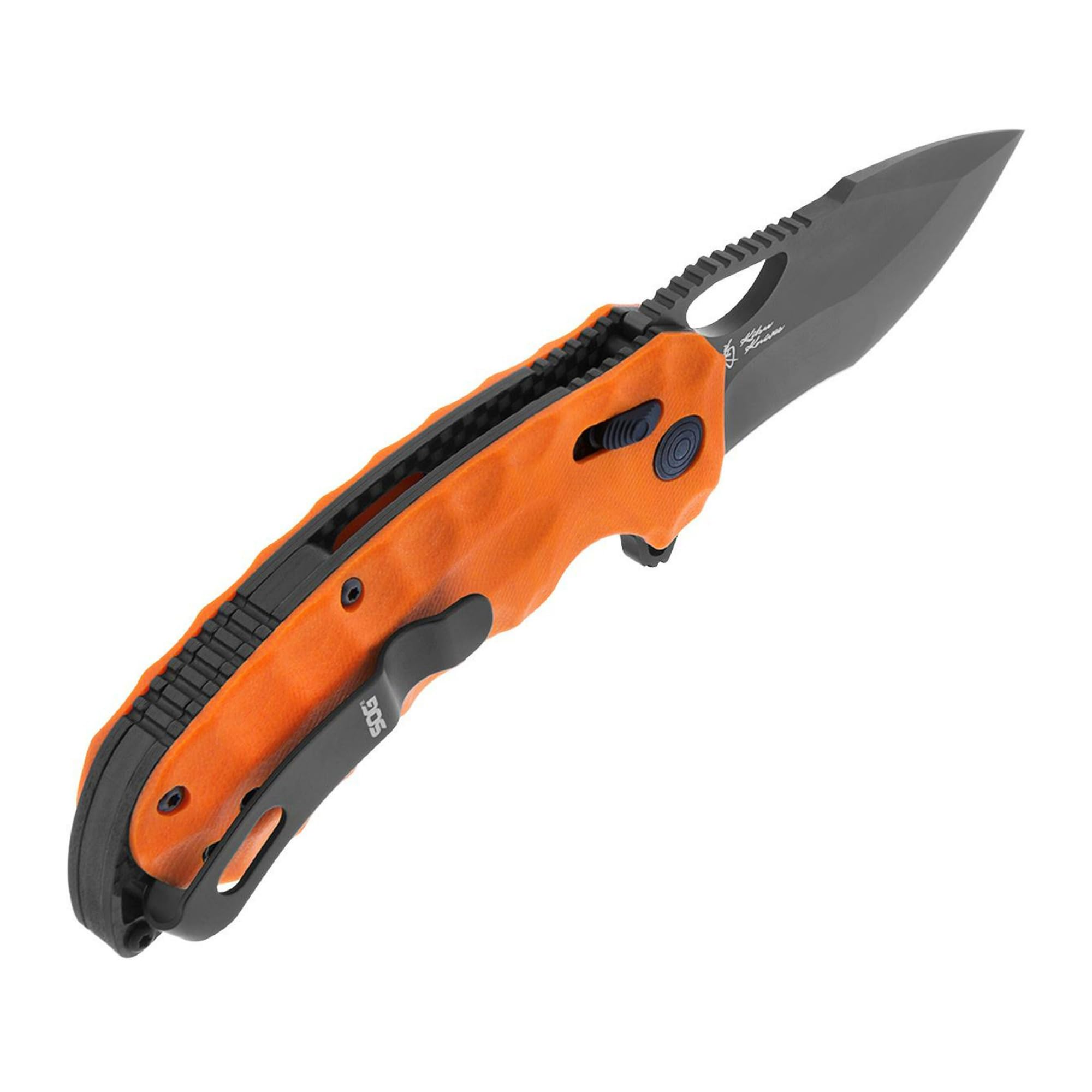 SOG KIKU XR LTE Folding Knife Lightweight Outdoor Ambidextrous Large-Format | CTS XHP Steel Blade | XR Locking Mechanism, Orange G10