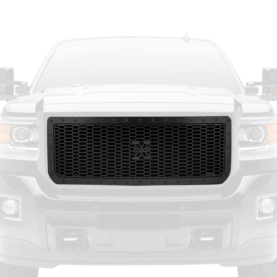Stealth Laser X Grille, 2015-2019 Sierra HD, Black, 1 Pc, Insert, Black Studs - PN #7712111-BR