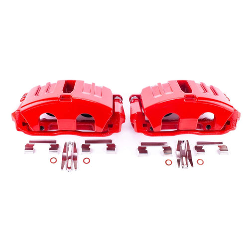 Power Stop S5006C Front Pair of High-Temp Red Powder Coated Calipers For Chevrolet Corvette 2005-2013 [Model Specific]