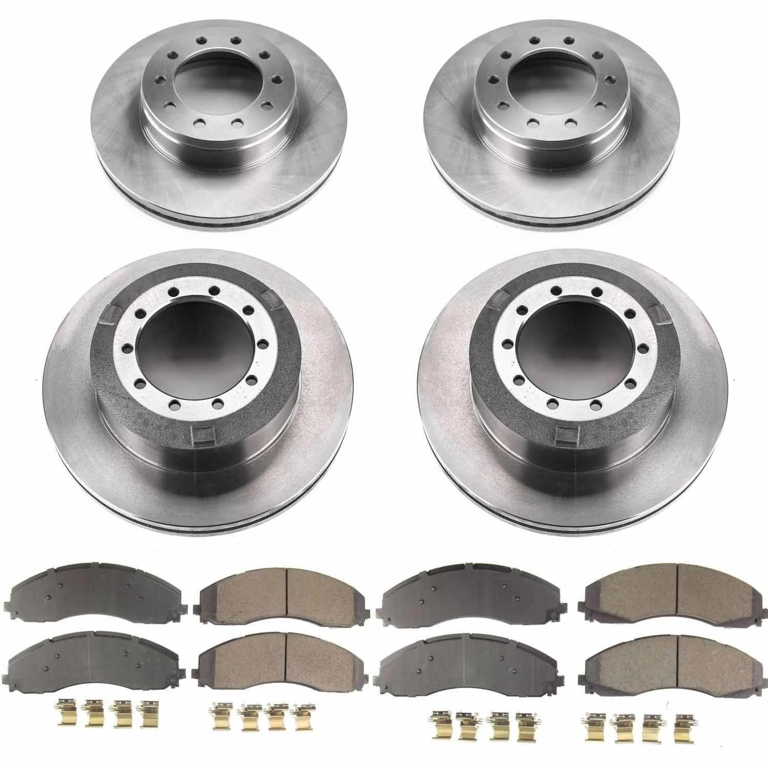 Power Stop Autospecialty KOE7423 Front and Rear Replacement Brake Kit-OE Brake Rotors & Ceramic Brake Pads For Ford F-450 Super Duty, Ford F-550 Super Duty, Ford F-600 Super Duty [Model Specific]