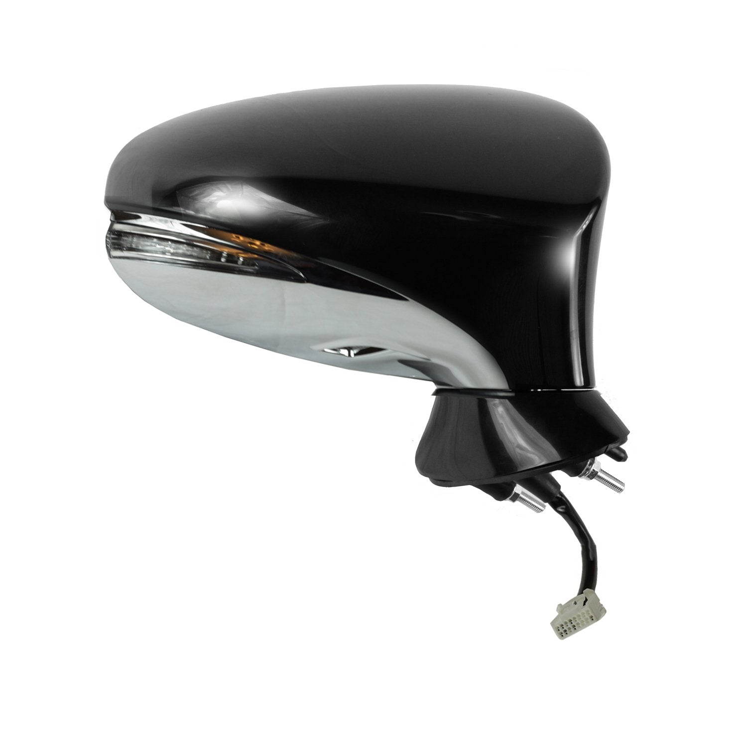 Passenger Side Fit Mirror for Lexus LS460/LS460L, LS600h L, Black w/PTM Cover, Chrome Base, w/Turn Signal, Memory, Puddle lamp, Power Fold, w/o auto dimming, Heated Power