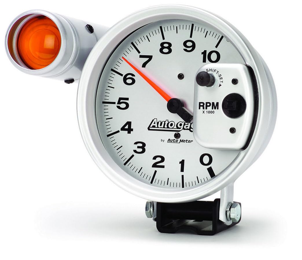 5 in. Autogage by AutoMeter Pedestal Mount Tachometer, 0-10,000 RPM with Large External Shift Light 233911