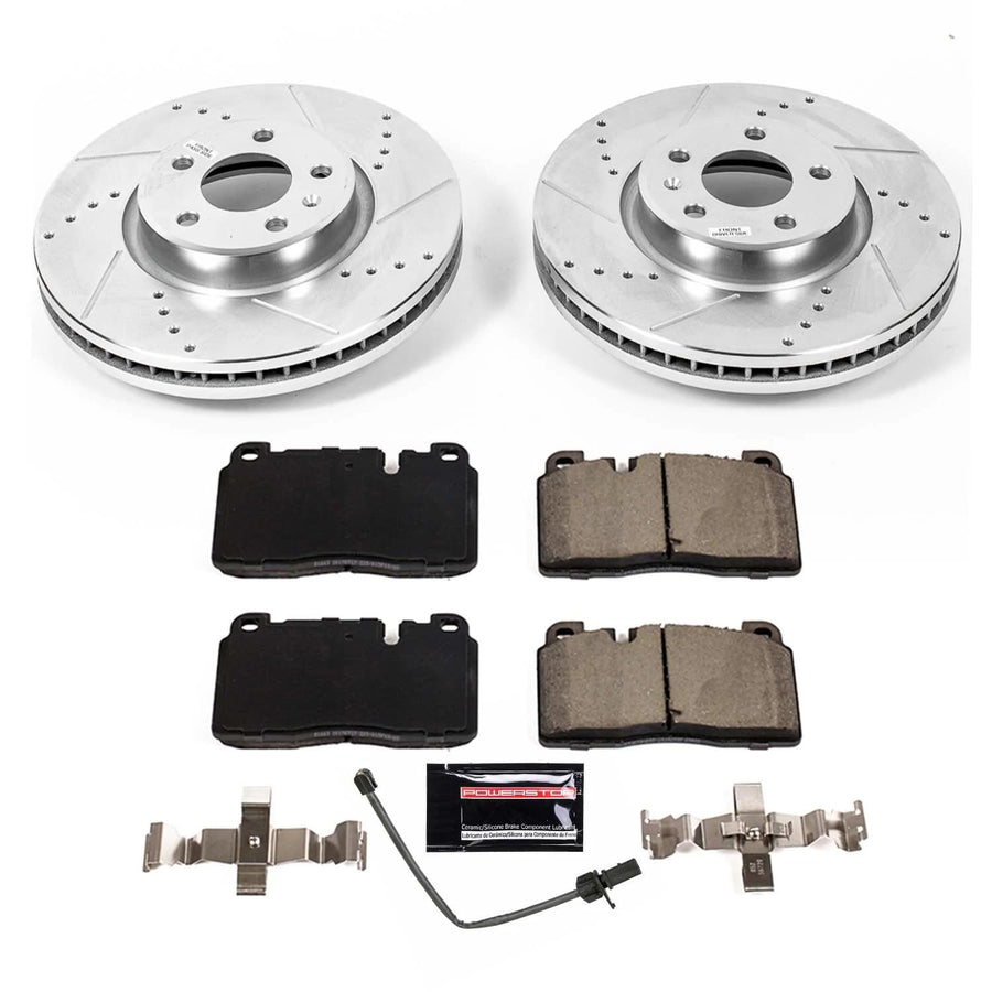 Power Stop K7653 Z23 Evolution Sport Brake Upgrade Kit and 1 Front Sensor Wire For Audi Q5 2013-2017 [Model Specific]