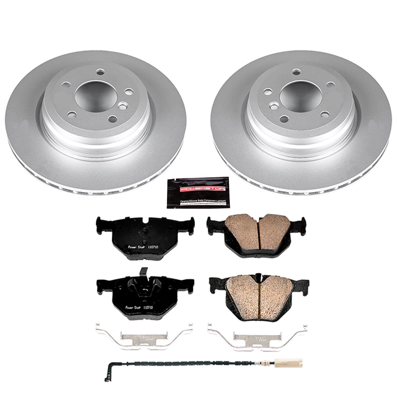 Power Stop CRK045 Z23 Evolution Geomet Coated Brake Kit and 1 Rear Sensor Wire For BMW 3, BMW 33, BMW 335d, BMW 335i, BMW 335i xDrive, BMW 335xi [Model Specific]