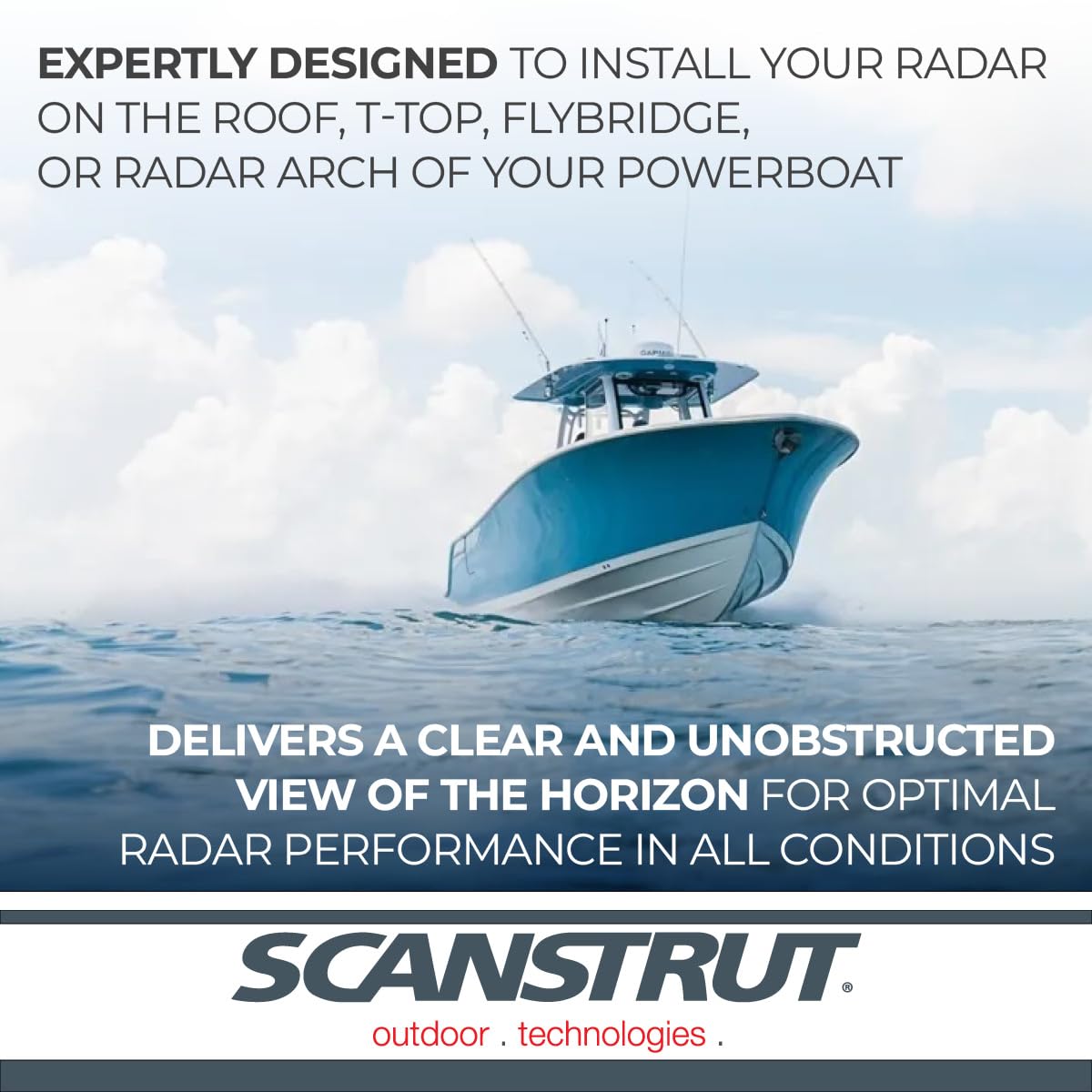 Aluminium APT-250-02 Scanstrut PowerTower AFT Leaning 250mm / 10" for radomes