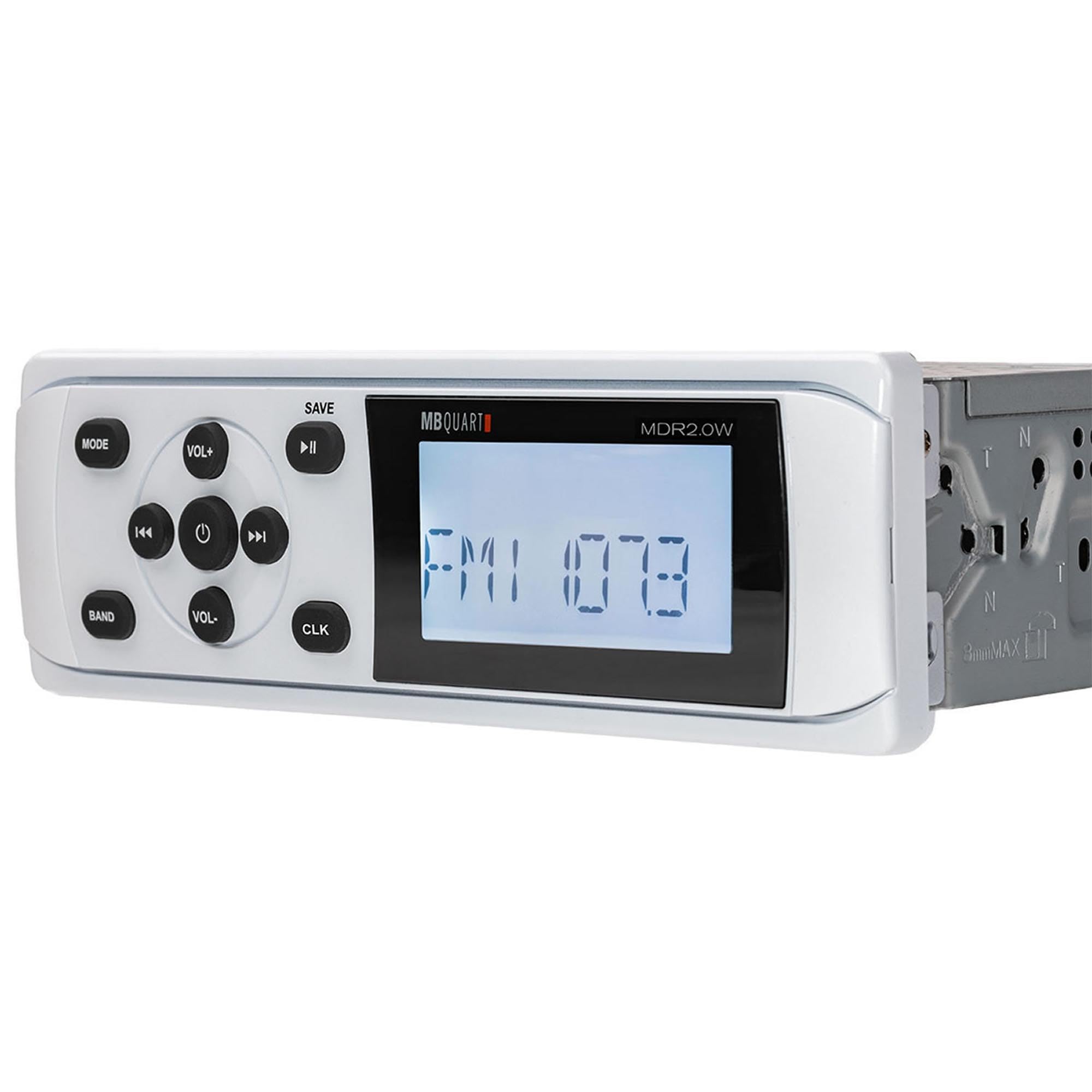 Marine Boat MB QUART MDR2.0W AM/FM Receiver w/Bluetooth/USB/RCA in White