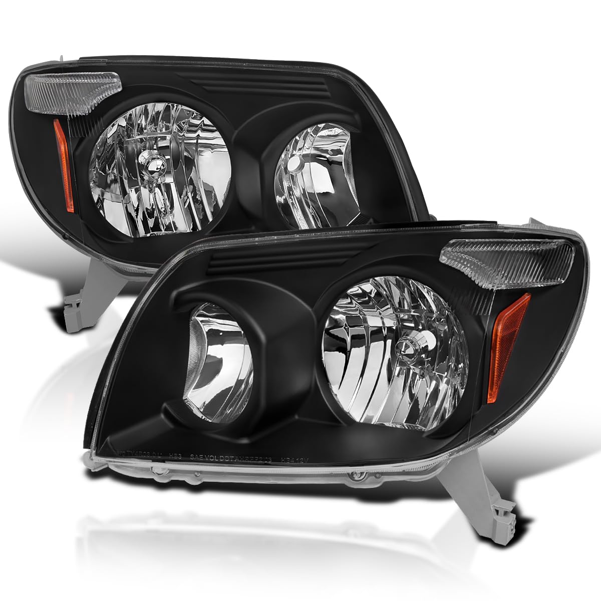 Black Headlights SPEC-D TUNING Compatible with 2003-2005 Toyota 4Runner, Left + Right Head Lamps Assembly