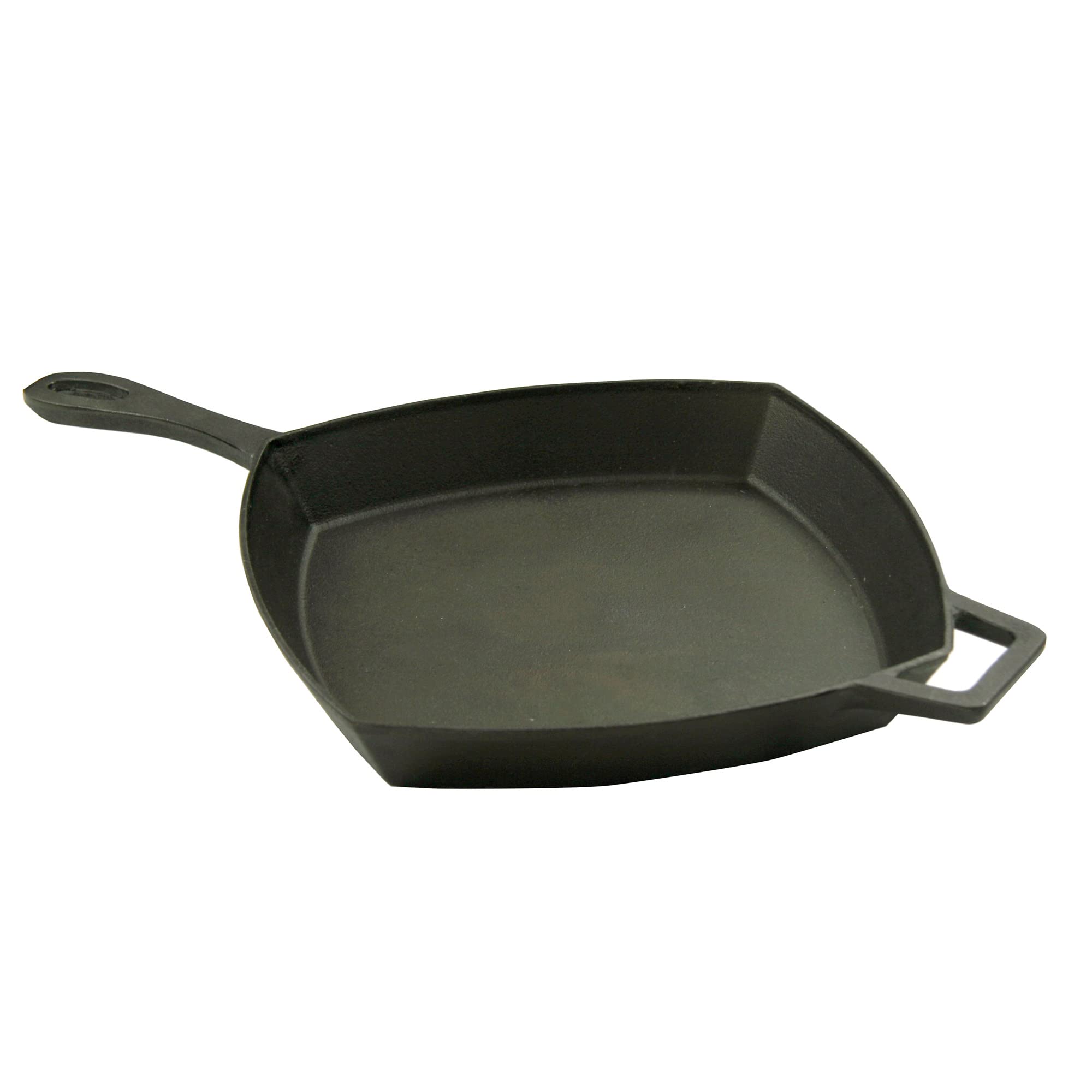 Bayou Classic 7433 Square 12-in Cast Iron Skillet Features Helper Handle Perfect For Breakfast Pan Frying Sautéing and Baking