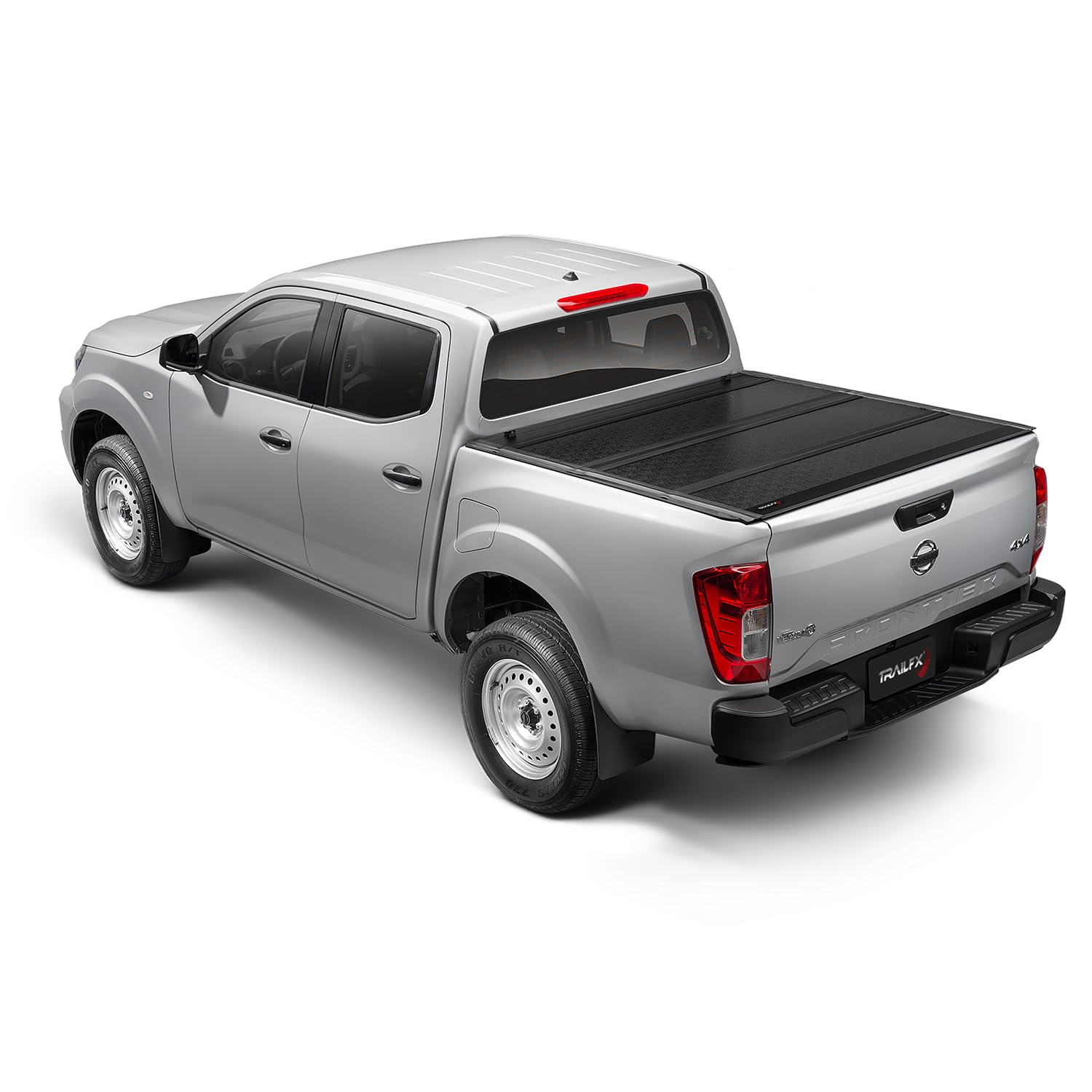 TrailFX Tonneau Cover Hard Tri-Fold Truck Bed Fits 2022-2025 Nissan Frontier 5 Foot Bed Gloss Black Aluminum Low Profile Lockable 3-Panel Folding Design TrailFX TFX8009 HF3