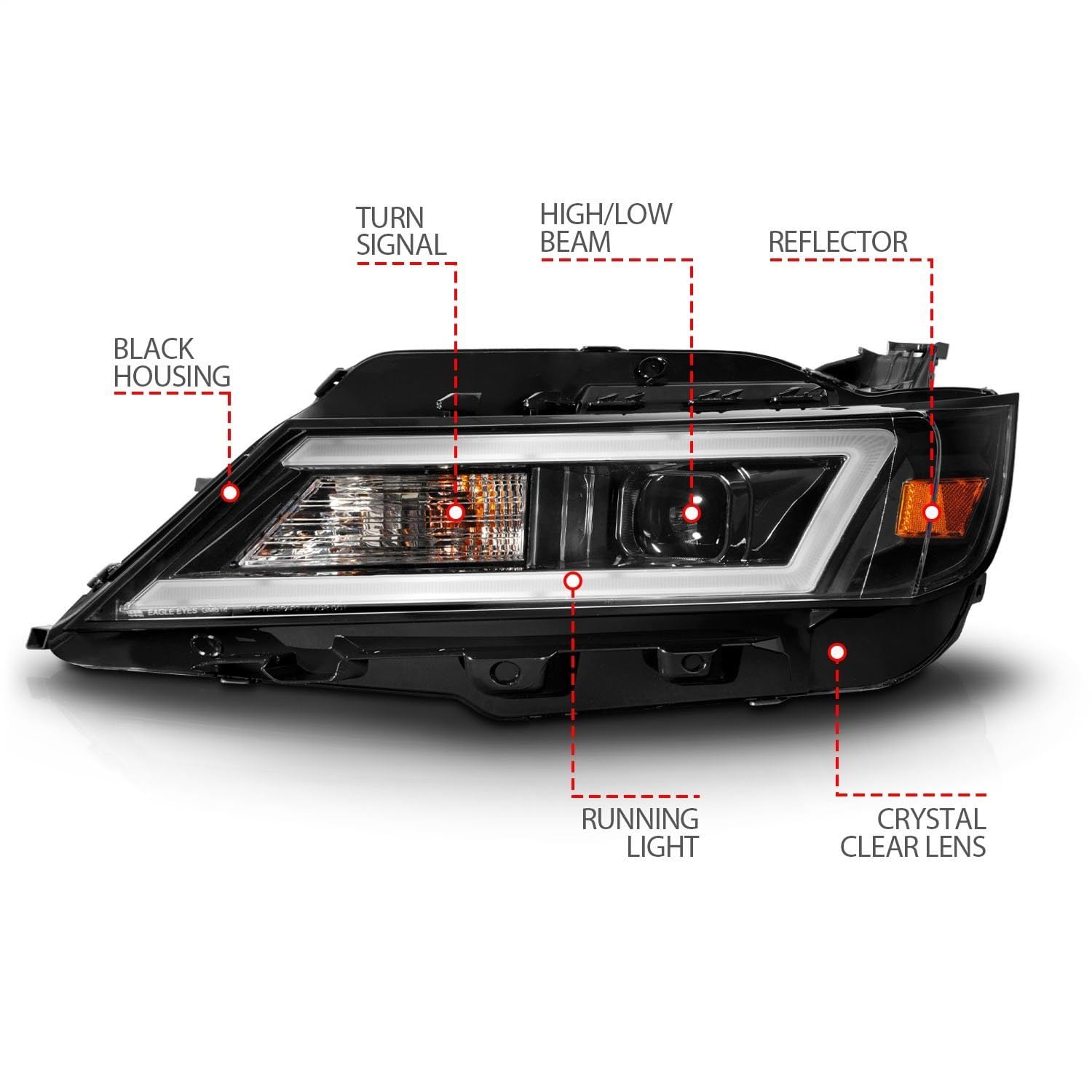 14-20 Chevrolet Impala Anzo Square Projector LED Bar Headlights w/Black Housing