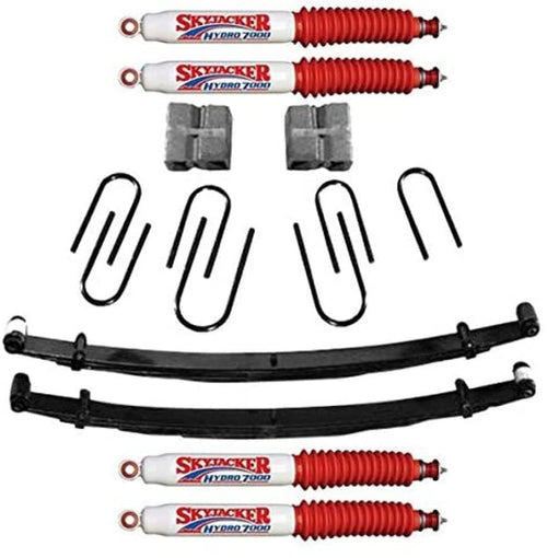 Skyjacker Suspension Lift Kit D400CDK-H w/Shock 4 in. Front/2 in. Rear Lift Incl. Front Leaf Springs Front/Rear U Bolt Kits Front Bushing Kit Rear Block Suspension Lift Kit w/Shock
