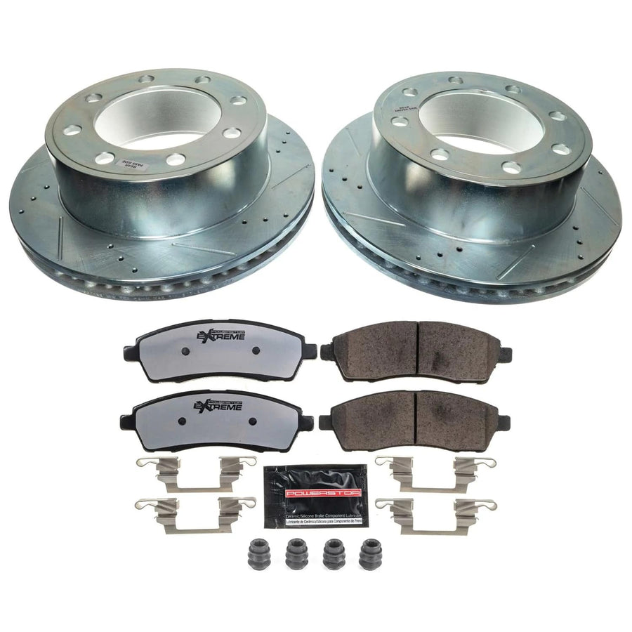 Power Stop Rear K1890-36 Z36 Truck & Tow Brake Kit, Carbon Fiber Ceramic Brake Pads and Drilled and Slotted Brake Rotors For Ford Excursion F-250 F-350