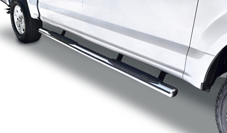 Go Rhino 4" Sidesteps OE Xtreme & Brackets | Stainless Steel, Polished | 684415587PS | Fits 2015-2024 Ford F-150 Super Crew; 2017-2024 Ford F-150 Raptor Super Crew & Others (See Description)