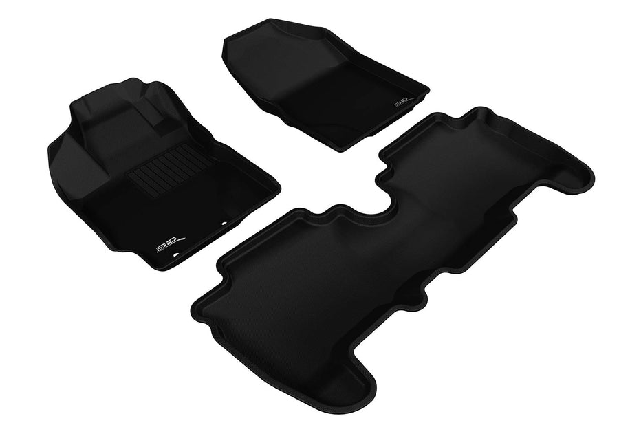Complete Set 3D MAXpider Custom Fit All-Weather Floor Mat for Select Scion XD Models - Kagu Rubber (Black)