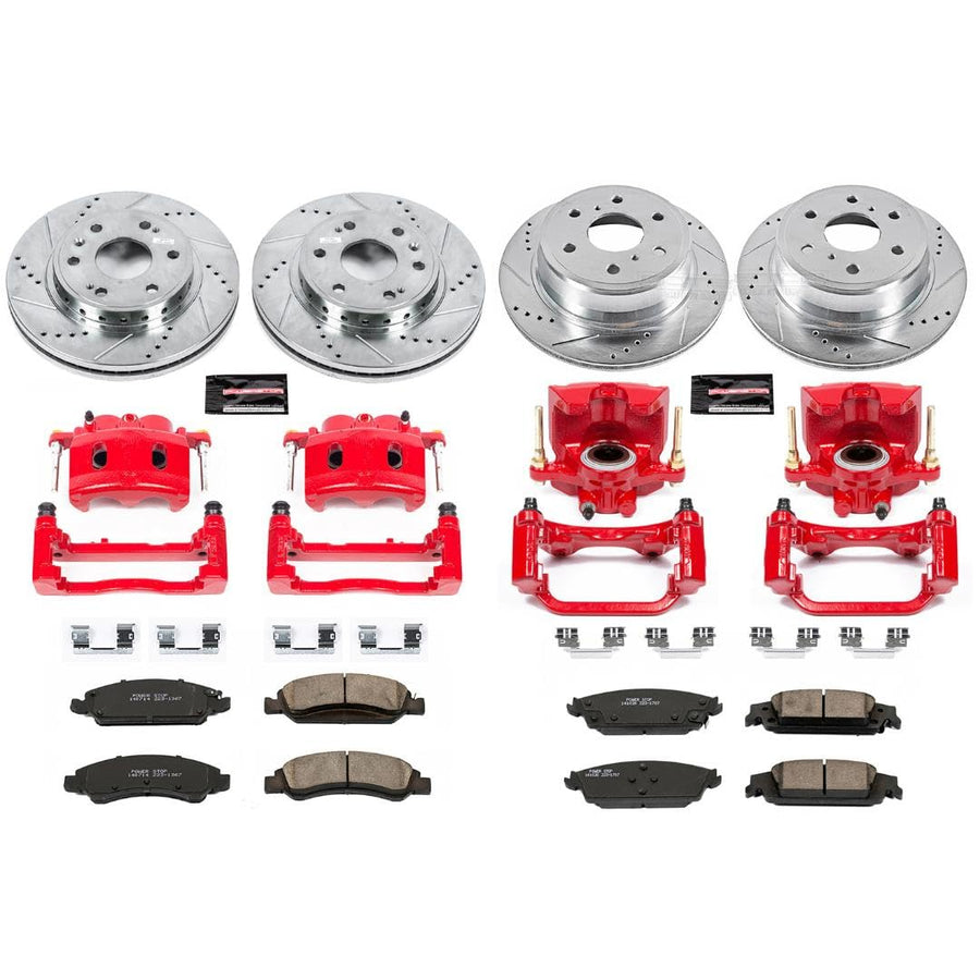 Power Stop Z23 KC7225 Evolution Front and Rear Caliper Kit-Drilled/Slotted Rotors, Carbon Ceramic Brake Pads & Calipers For Chevrolet Tahoe 2015-2020 [Model Specific]