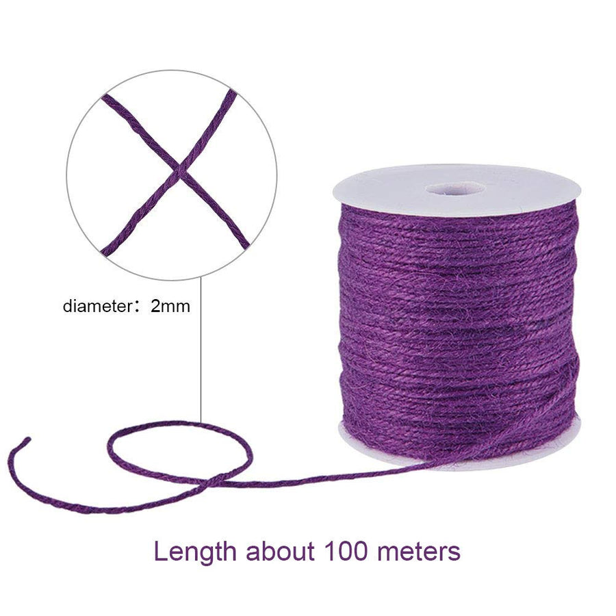 1 Roll JEWELEADER 109 Yards Colored Jute Twine Arts and Crafts Hemp Cord 2mm Packing String Rope for Jewelry Making Wedding Invitations Christmas Bottle Decoration Gardening Bundling Purple