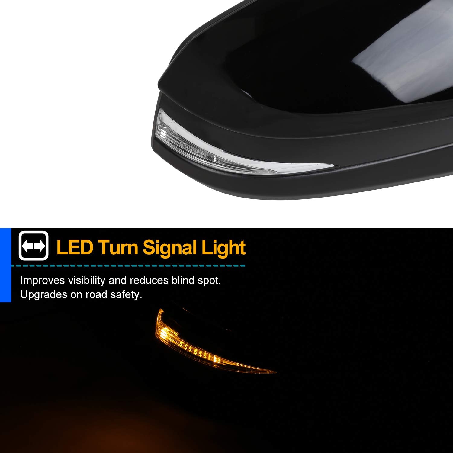 Spec-D Tuning Power Right Passenger Side 5-Pin Mirror w/LED Signal Compatible with 2014-2016 Toyota Highlander