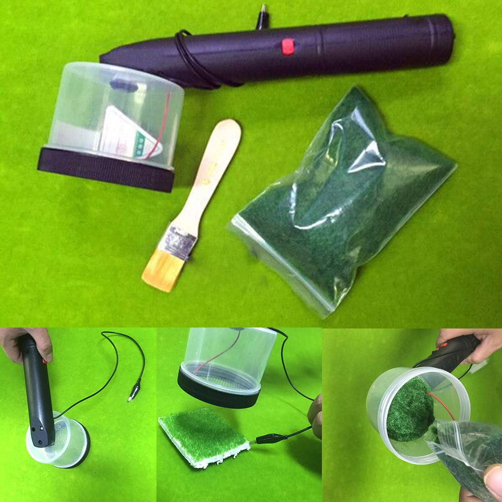 beiyoule Mini Static Grass Flocking Applicator Portable Electrostatic Flocking Machine with Antiskid Handle for DIY Scenic Modelling Sand Table - 320 x 120 x 120mm