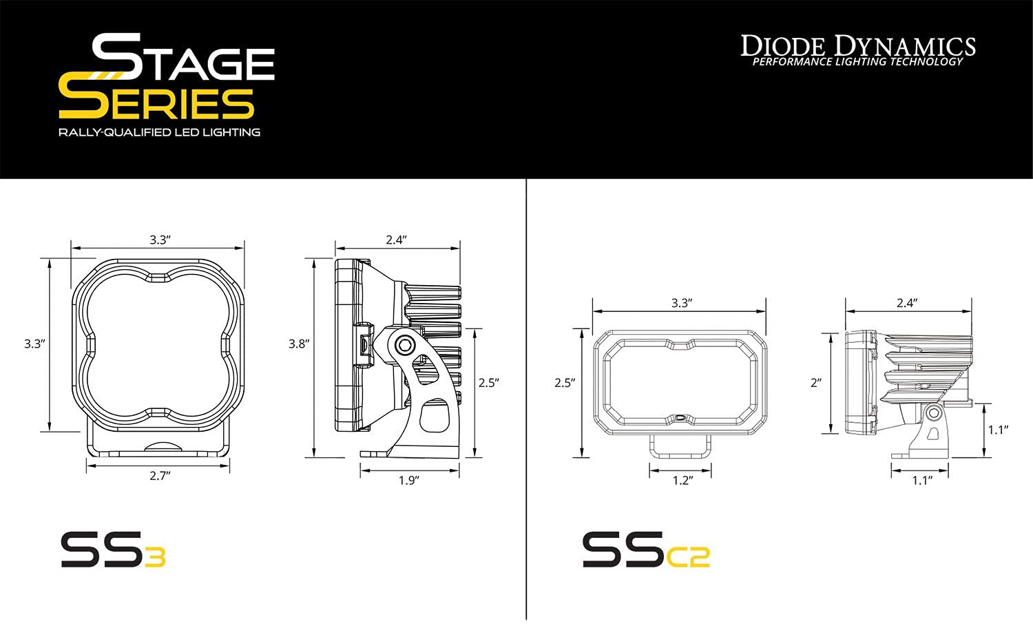 Ditch Light Brackets Diode Dynamics DD6582 for 2019-2021 Ford Ranger