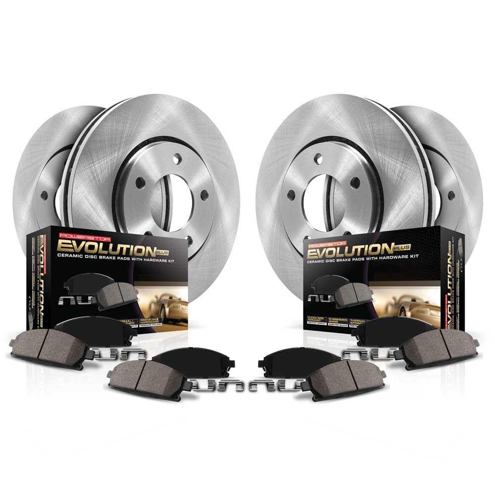 Power Stop Autospecialty KOE873 Front and Rear Replacement Brake Kit-OE Brake Rotors & Ceramic Brake Pads and 1 Front & 1 Rear Sensor Wires For BMW Z4 2003-2008 [Model Specific]