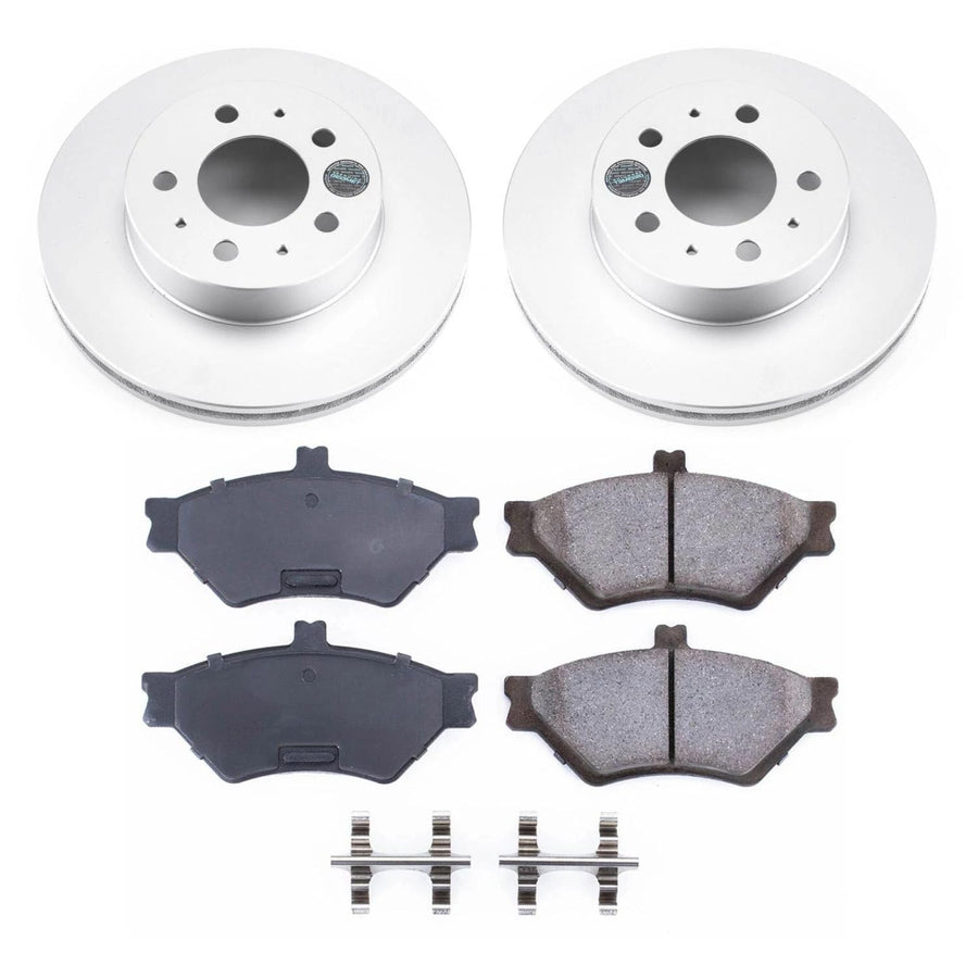 Power Stop Front Coated Brake Rotors and Z17 Ceramic Brake Pads Kit For Mercury Villager 1993-2002 | Nissan Quest 1993-2002 CRK2917 [Vehicle Specific]