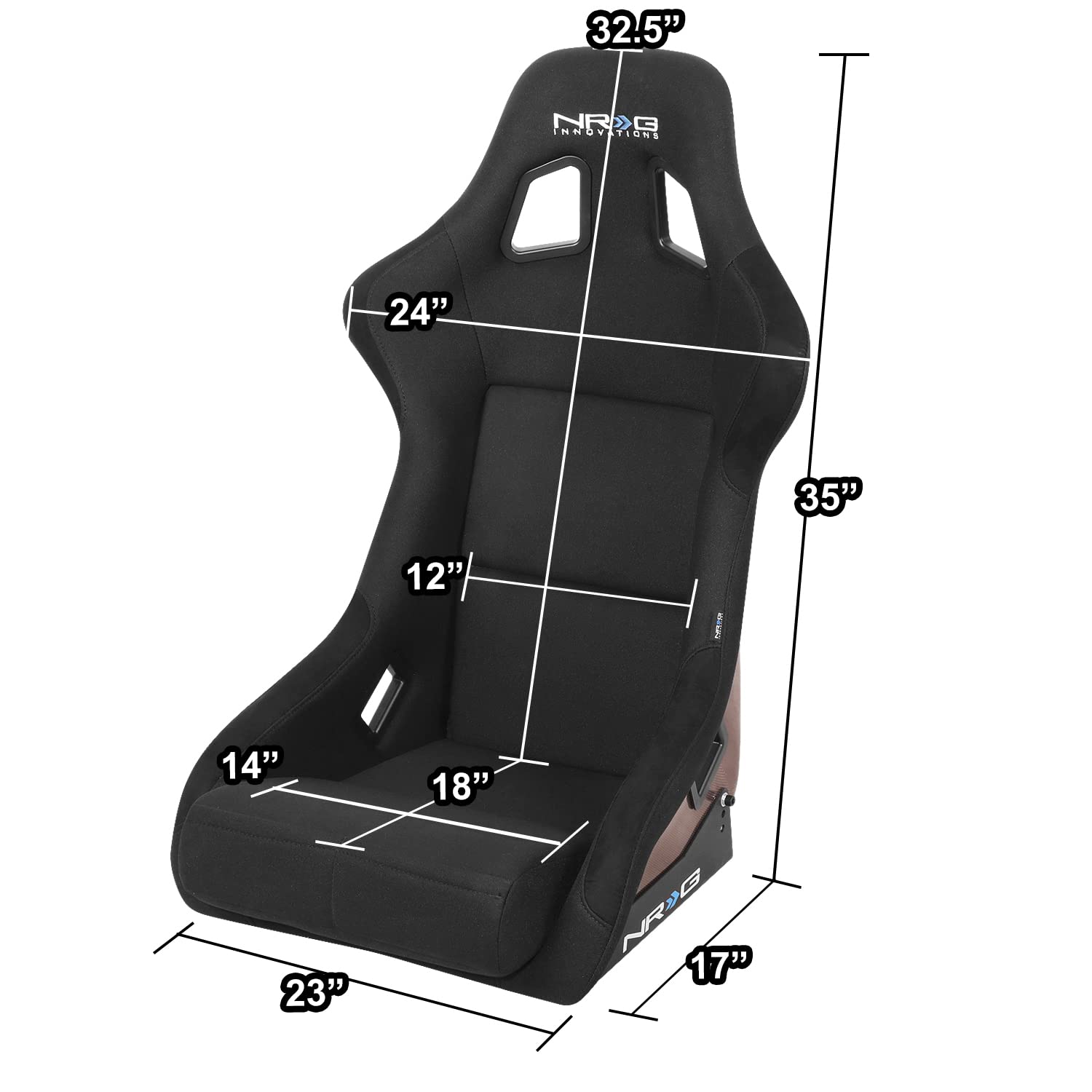 NRG Innovations Fixed Back NRG-RSC-302CF-RD Bucket Racing Seat with Universal Side Mount Bracket,Red Carbon Fiber Back, Black/Red