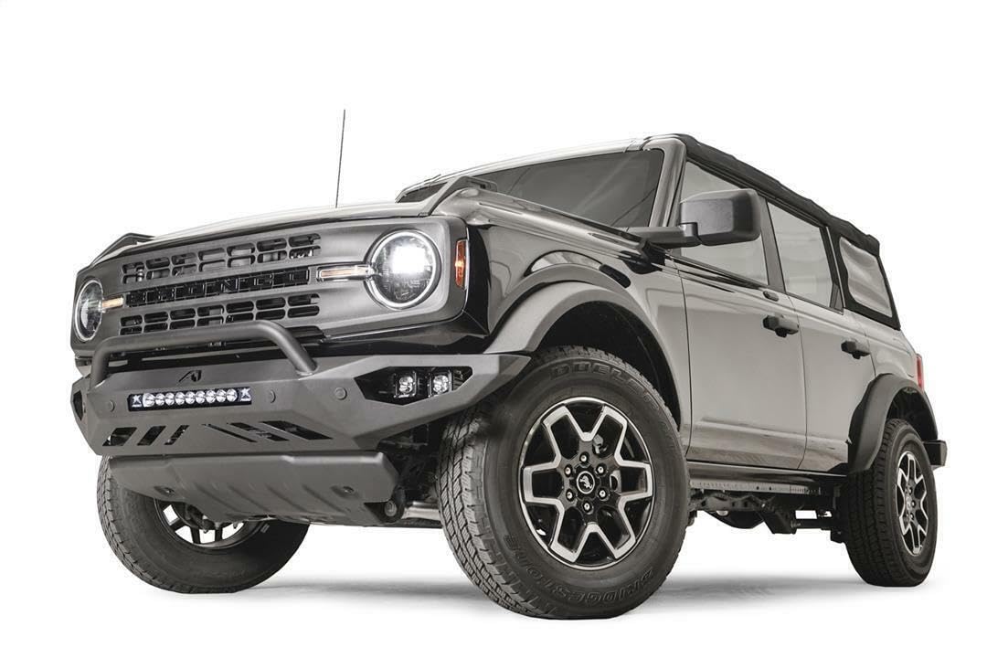 Vengeance Front Bumper Fab Fours FB21-D5252-1 fits 21-23 Ford Bronco - w/Pre-Runner Guard - 2 Stage Matte Black Powder Coat