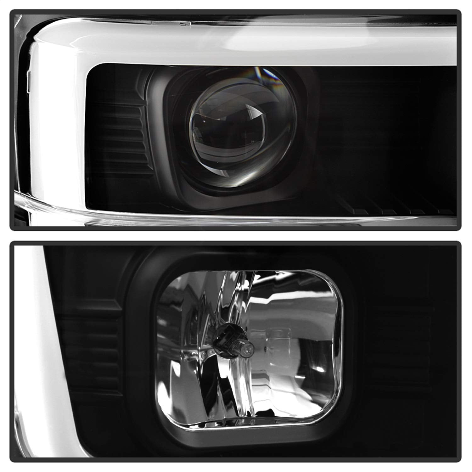 Ford F250/350/450 Super Duty Spyder 5084477 08-10 Version 2 Projector Headlights - Light Bar DRL - Black