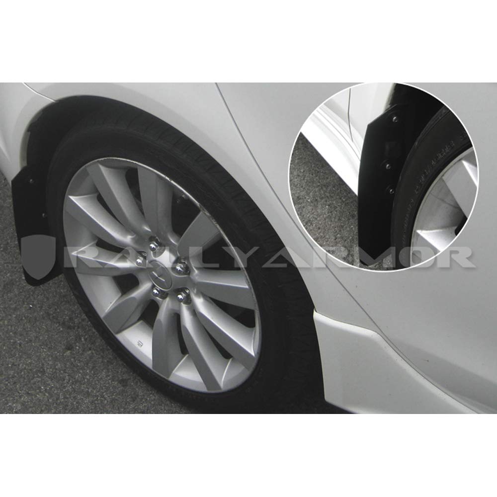 Rally Armor Basic Black MF8-BAS-BLK Mud Flap with Logo (2007+ Mitsubishi Lancer (Doesn't fit Sport Back)), 1 Pack