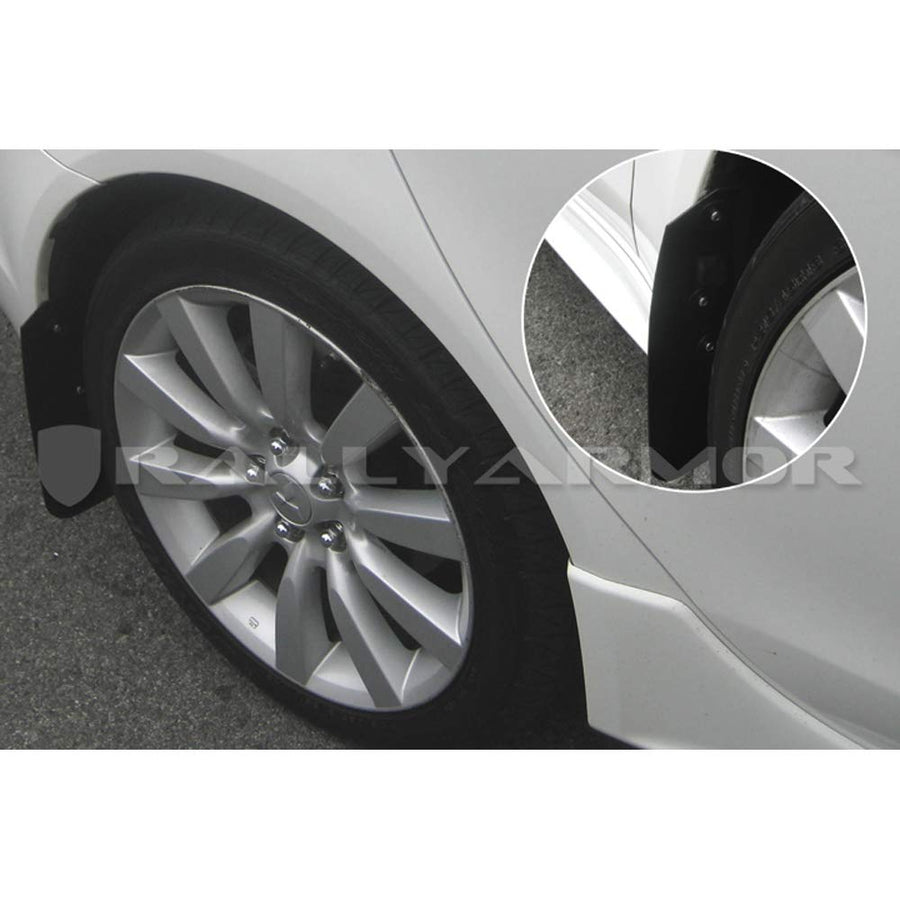 Rally Armor Basic Black MF8-BAS-BLK Mud Flap with Logo (2007+ Mitsubishi Lancer (Doesn't fit Sport Back)), 1 Pack