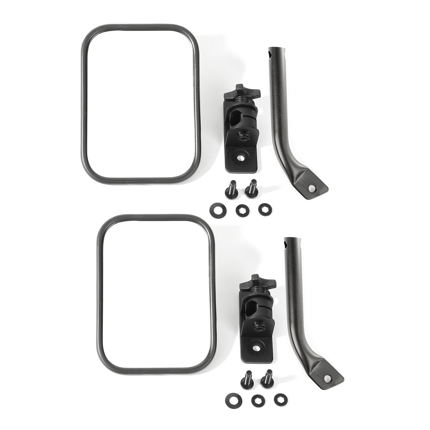 Stubby Trail Mirror | Rugged Ridge, Rectangular Pair, Textured Black | 11025.22 | Fits 1997-2018 Jeep Wrangler