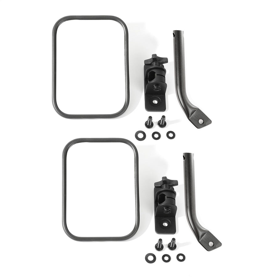 Stubby Trail Mirror | Rugged Ridge, Rectangular Pair, Textured Black | 11025.22 | Fits 1997-2018 Jeep Wrangler