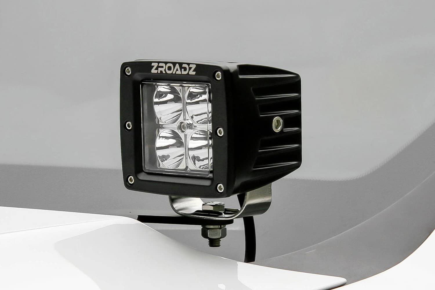 ZROADZ LED Kit Ditch Hood Hinge - Compatible w/ 2019-2022 GMC Sierra 1500 - Incl. (2) 3 Inch Pod Lights - Mild Steel Gloss Black Finish - Bolt-On Easy Installation - PN #Z362281-KIT2