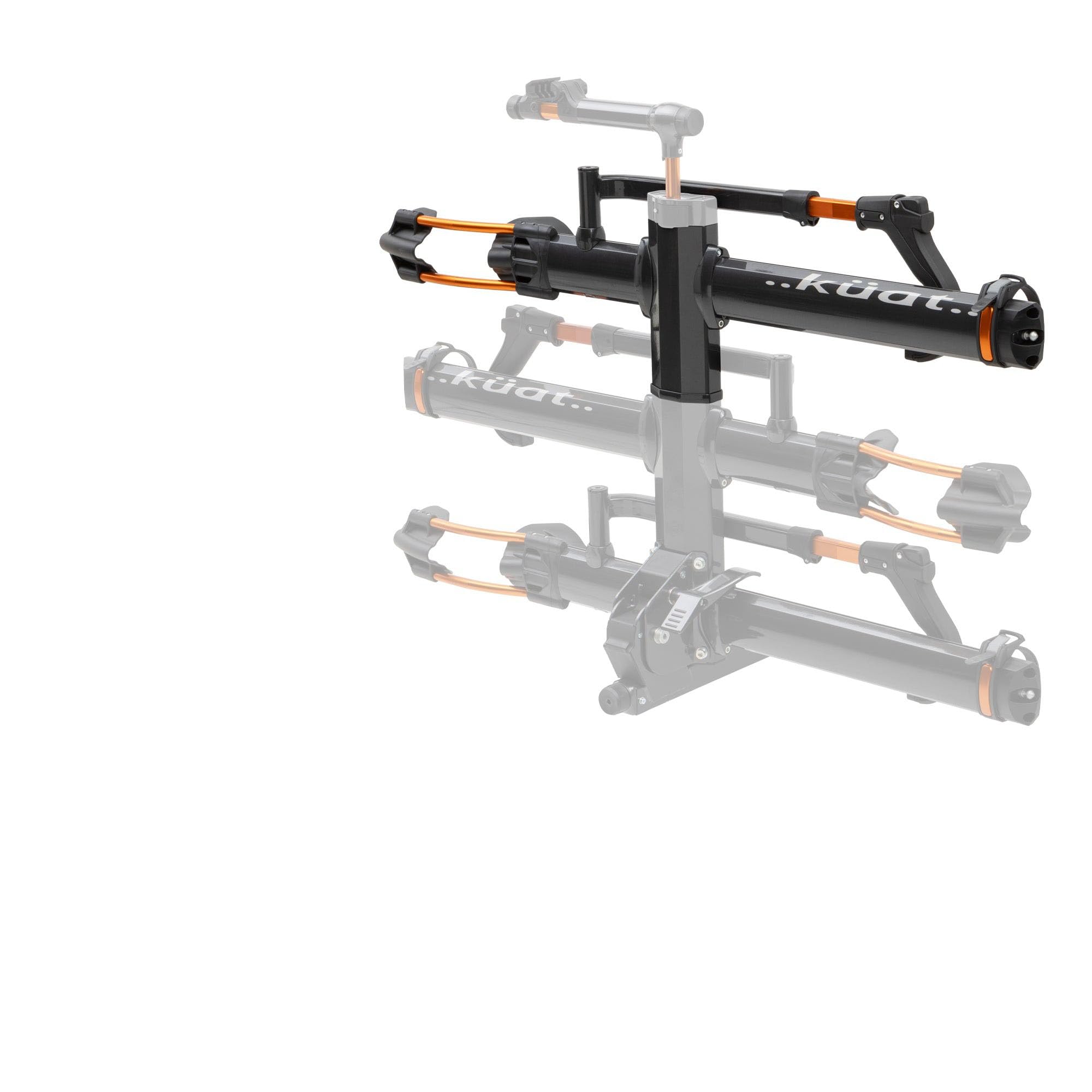 KUAT Add-On NV 2.0-2" - +1 -Bike Rack | Increases The 2" NV 2.0 to a 3-Bike Hitch Rack | Rugged All-Metal Construction | E-Bike Compatible | Gray Metallic and Orange Anodize (NA21G)