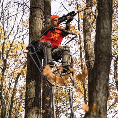 Relax Wide™ LS 1-Man Ladder Stand, Rivers Edge® 16’9” Height, Lockdown™ Strapping System, Wide TearTuff™ Mesh Seat, 23” Wide Platform, Removable Padded Shooting Rail, RE672