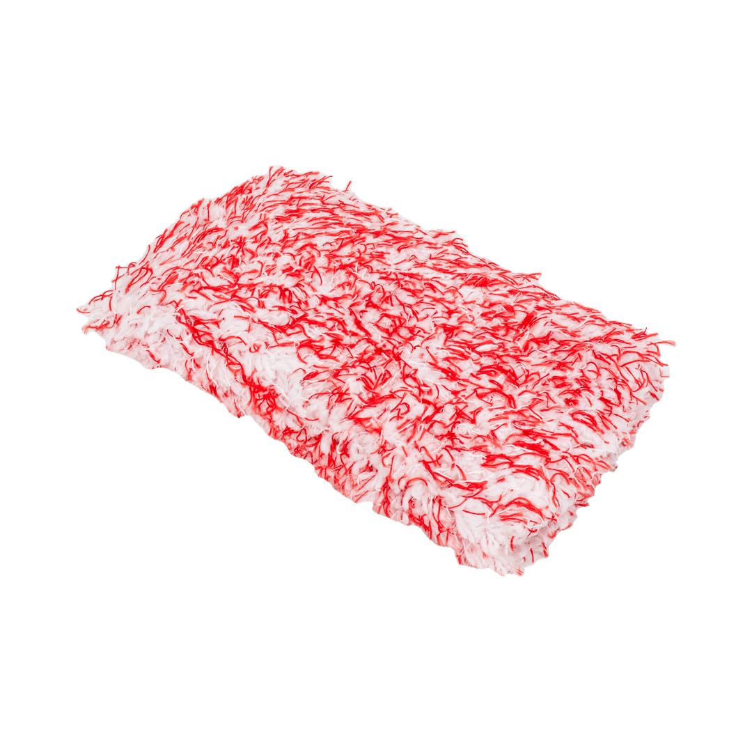 Maxshine Microfiber Red & White Replaceable Head Cover for Premium IncrediStick – Scratch-Free Cleaning for Tight Areas, Wheels & Intricate Surfaces – Car Detailing Accessory