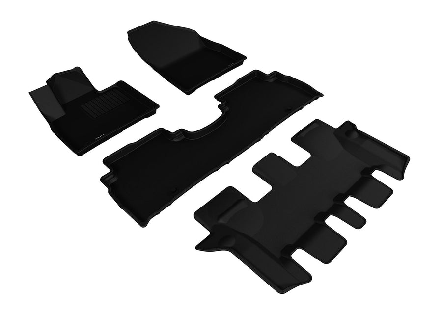 Kagu Floor Mat 3D MAXpider Custom Fit (Black) Compatible with Kia Sorento 7-Seat 2016-2020 - Full Set