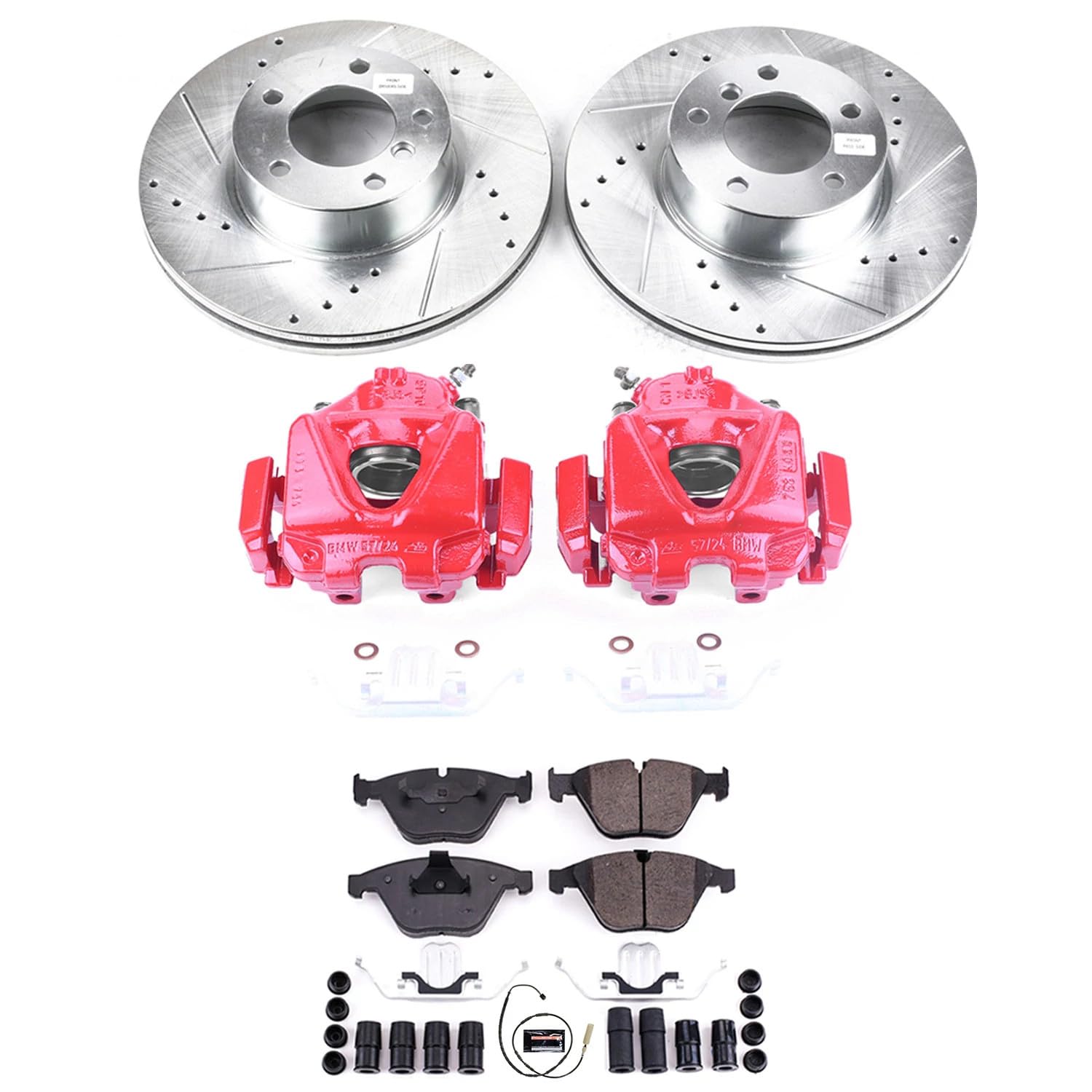 Power Stop Z23 Evolution Front Brake Caliper Kit KC6070- Brake Rotors, Carbon-Fiber Ceramic Brake Pads, Brake Calipers
