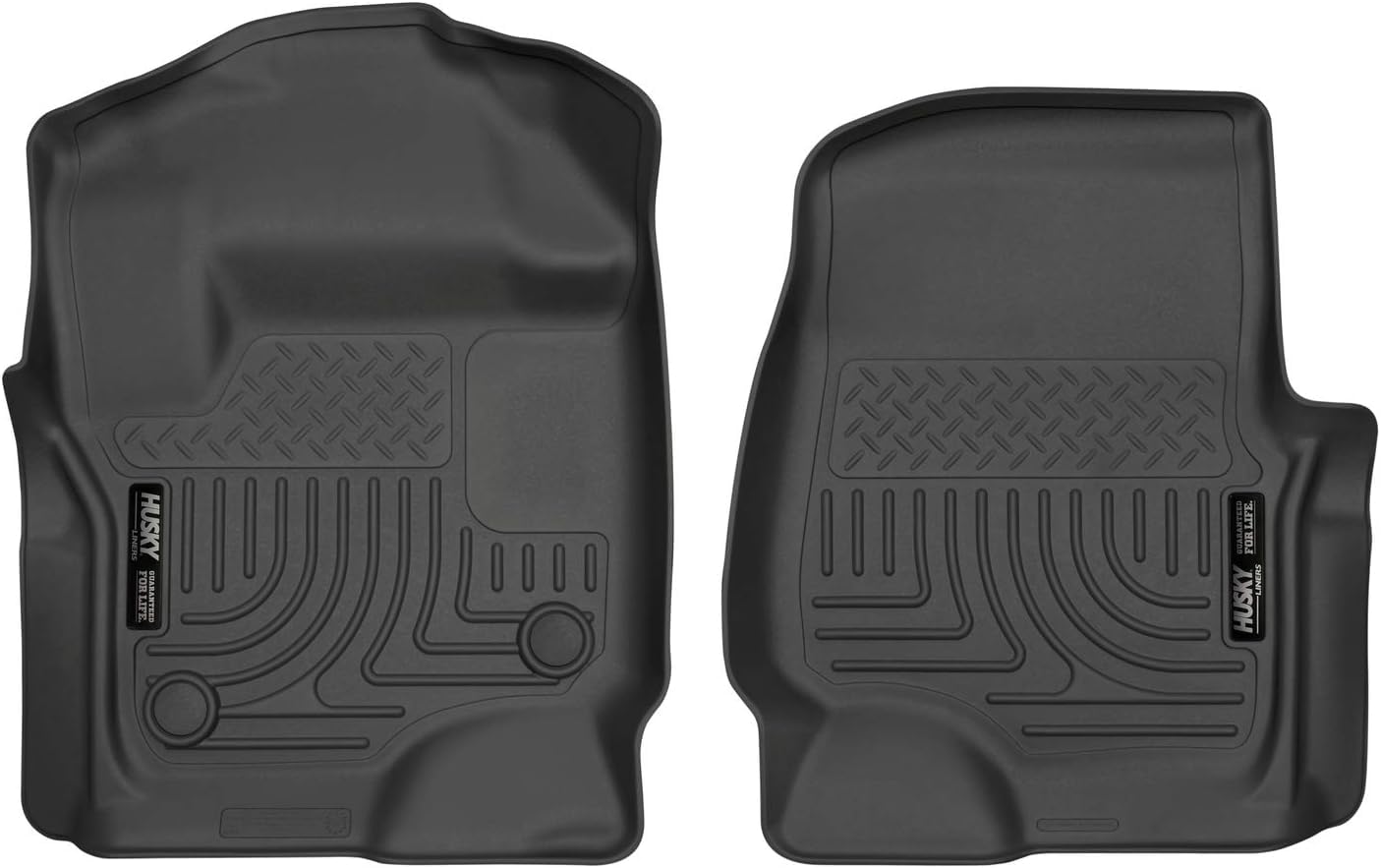 Weatherbeater Husky Liners Floor Mats | Fits 2017-2025 Ford F-250/F-350/F-450 SUPERCREW & SUPERCAB ONLY with Factory Carpet | Front Row, 2-pc Black - 13301