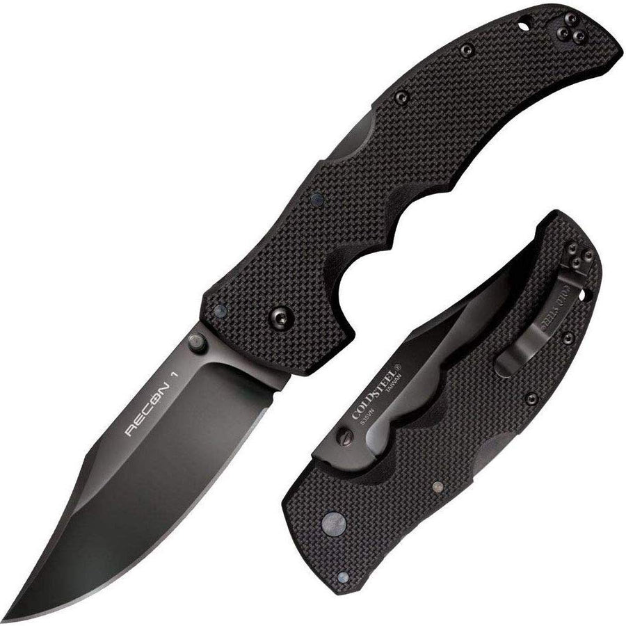 Cold Steel Recon 1 Clip Folder Pt. 4In Bold 9-3/8In Overall Folding Camping Knives, Black