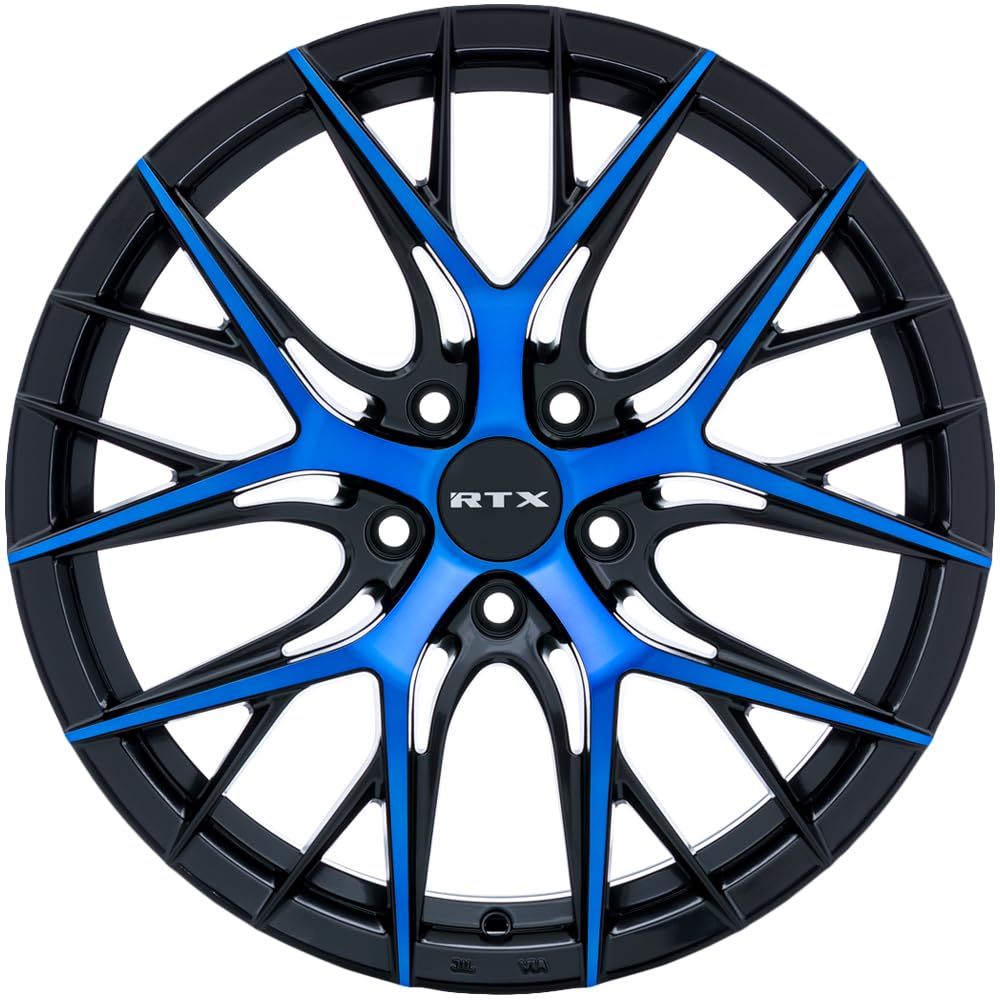Custom RTX Valkyrie Wheel - 18x8, 40 Offset, 5x114.3 Bolt Pattern, 73.1mm Hub - Gloss Black with Machined Blue Face Rim