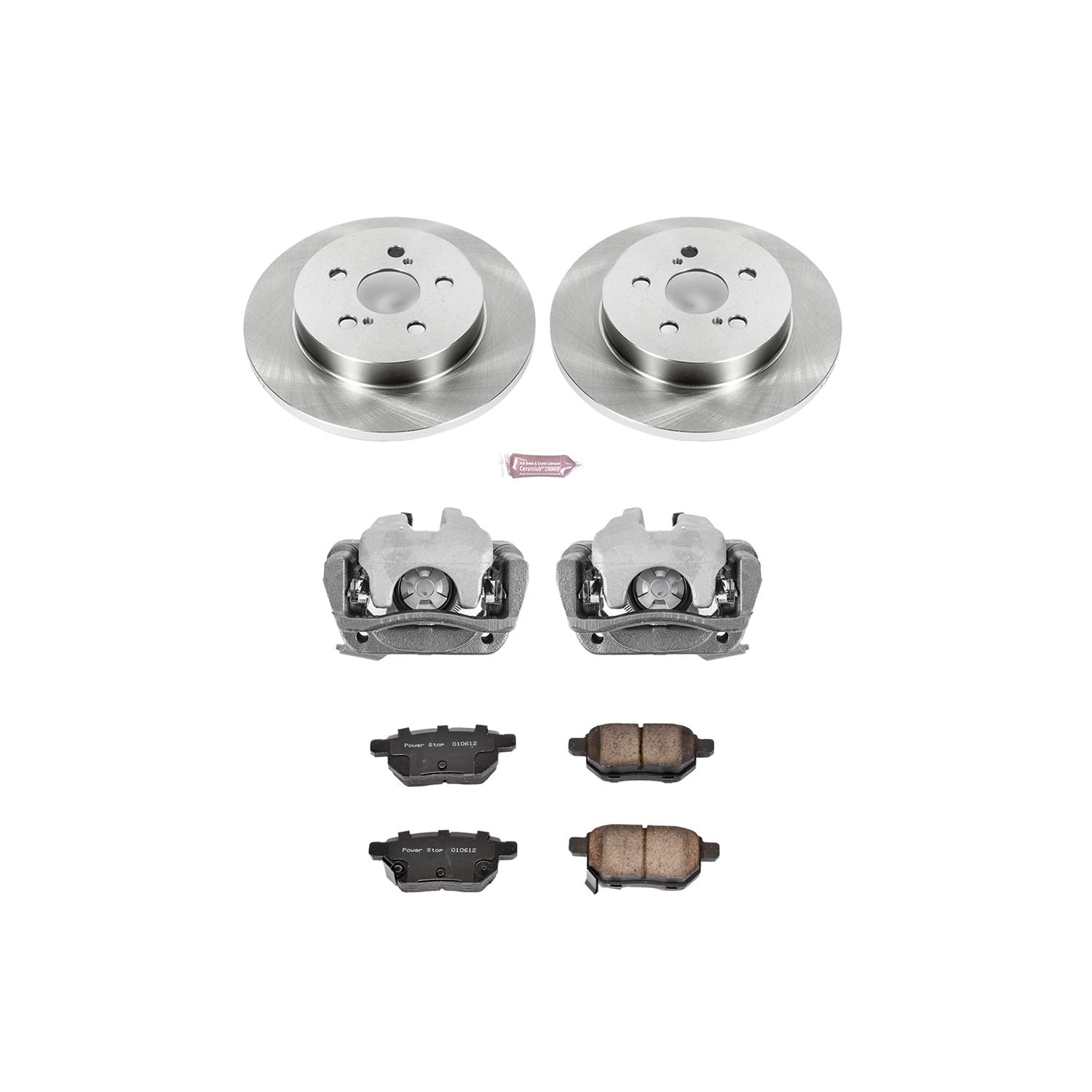 Power Stop KCOE4736 Replacement Autospeciality Rear Caliper Kit- OE Rotors, Ceramic Brake Pads, Calipers For Pontiac Vibe, Toyota Corolla, Toyota Corolla, Toyota Matrix [Model Specific]