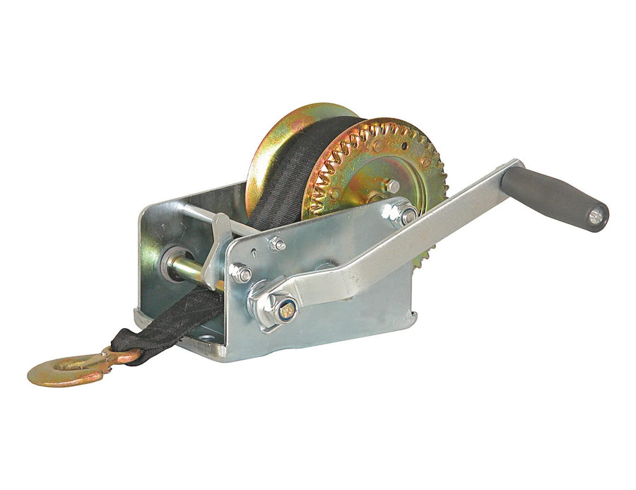 Buyers Products Hand Winch HW800S, 800lbs Capacity Heavy Duty Hand Crank, 26ft Nylon Strap, For Trailers, Boats, and Trucks