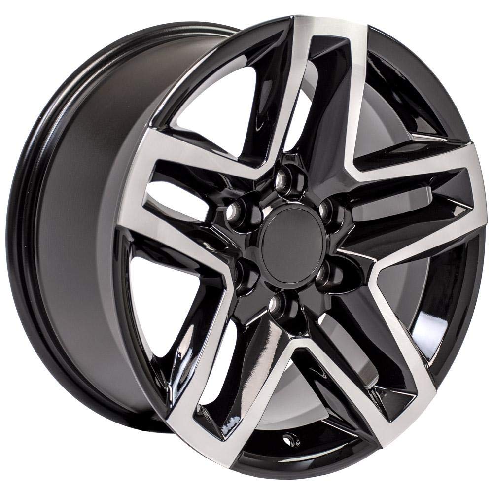 18 Inch OE Wheels CV34B Rim Fits Silverado 1500 Trail Boss Style 6x139.7 18x8.5 Gloss Black Machined - Hollander 5911 (1)
