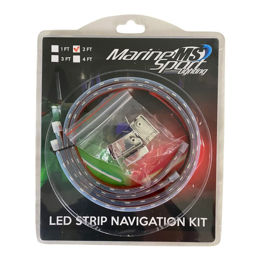 Marine Sport Lighting Bow Light Fit Marine Bow 24in LED Strip Starboard and Port sidelight Nav kit (2FT) MSL2FTSL